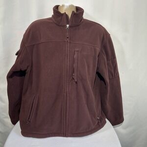 Duluth Jacket Mens Large Marron Red Shoreman Fleece Windproof Full Zip Utility
